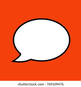 Chat icon. Vector illustration. Dialog text on orange background