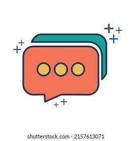 Chat icon vector illustration glyph style design with color and plus sign. Isolated on white background.