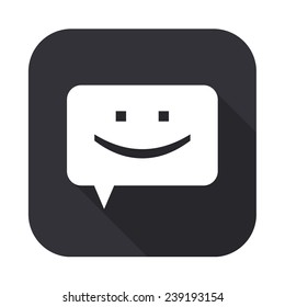 chat icon - vector illustration with long shadow isolated on gray