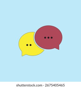 Chat icon vector illustration on blue background. Comment speech bubble 