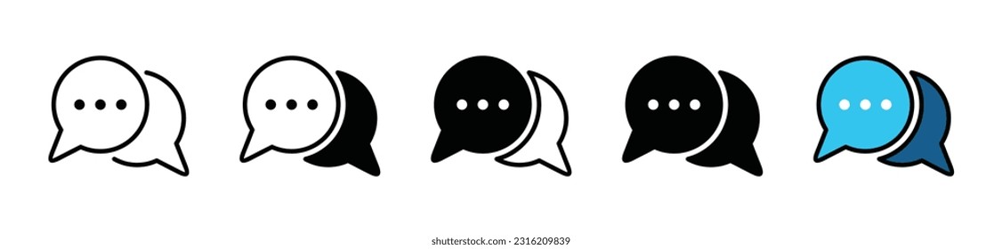 Vector de icono de chat en línea y plano. Chat, charla, símbolo de icono de la burbuja de voz en fondo blanco con trazo editable para aplicaciones y sitios web. Ilustración del vector EPS 10