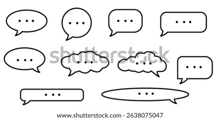 chat icon vector outline, simple chat bubble icon, message outline vector icon, communication symbol flat line, chat message bubble outline illustration, on white background.