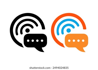 Chat icon with Wireless Wave Signal Icon vector