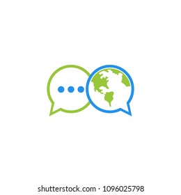 icono de chat con el logotipo de concepto mundial