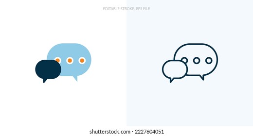 Icono de chat para tu sitio web, logotipo, aplicación, interfaz de usuario, impresión de producto. Icono de ilustración plana de vector de silueta de concepto de chat. Conjunto de iconos de trazo editable. archivo EPS	