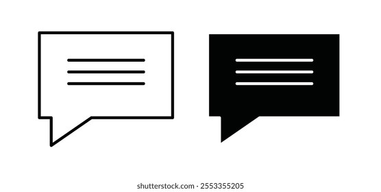 Chat icons in black filled and outlined style