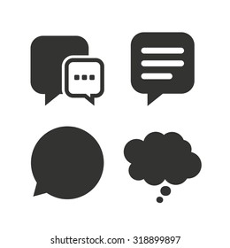 Chat icons. Comic speech bubble signs. Communication think symbol. Flat icons on white. Vector