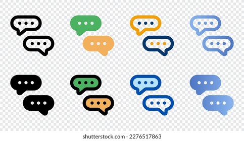 Chatten Sie Symbole in einem anderen Stil. Chat-Symbole. Verschiedene Stilsymbole gesetzt. Vektorgrafik