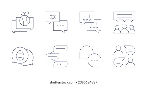 Iconos de conversación. Trazo editable. Conteniendo mensajes, charlar, discutir.