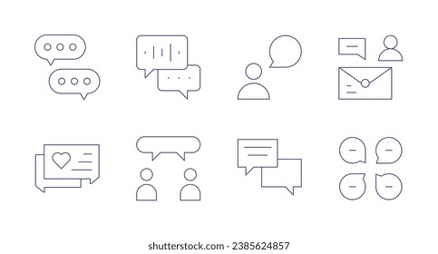 Chat icons. Editable stroke. Containing message, chat, slack.