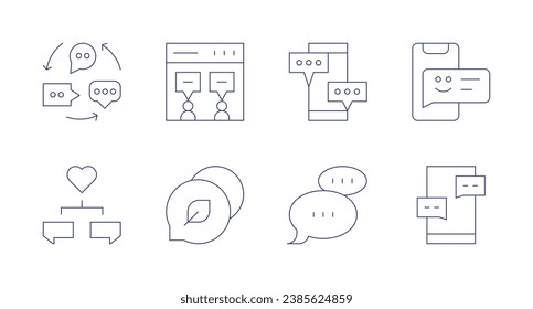 Chat-Symbole. Bearbeitbarer Strich. Mit Ideen, Chat-Blase, Nachricht, Chat.