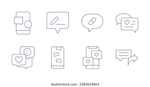 Iconos de conversación. Trazo editable. Conteniendo chats, chats bubble, share, chat.