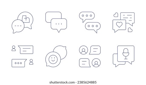 Chat icons. Editable stroke. Containing chatting, family chat, chat, friendly, speech bubble, chat box.