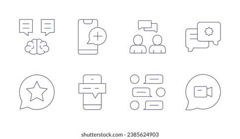 Chat icons. Editable stroke. Containing inner chat, chat, message, video chat.