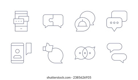 Iconos de conversación. Trazo editable. Conteniendo burbujas de chat, chat, conversación.