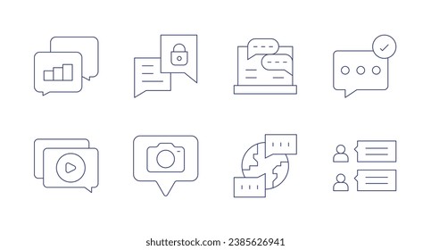 Chat icons. Editable stroke. Containing chat, message, bubble chat.