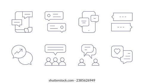Chat icons. Editable stroke. Containing chat, group, phone chat.