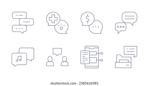 Chat icons. Editable stroke. Containing chat bubble, chat, conversation, chat history.