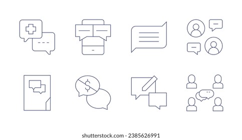 Chat icons. Editable stroke. Containing chat bubble, chat, discussion, group.