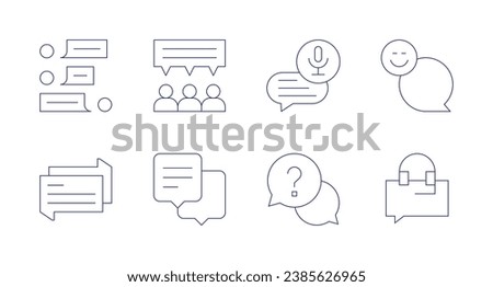 Chat icons. Editable stroke. Containing chat, communication, discussion, voice chat, help.