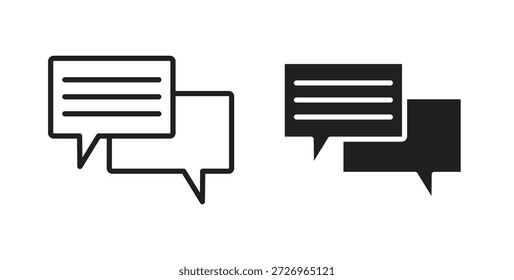 Iconos de chat rellenos, líneas finas, contornos y trazos