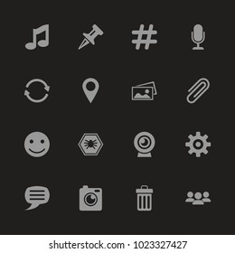 Chat icons - Gray symbol on black background. Simple illustration. Flat Vector Icon.