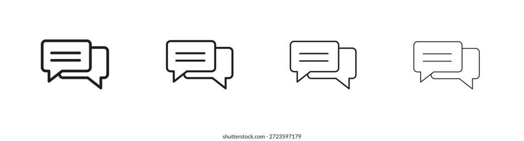 Los iconos de chat delinean el diseño de Vector negro. Línea con trazo editable.