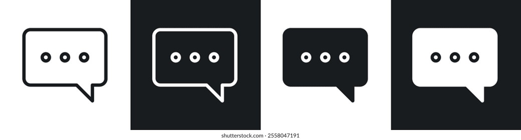 Chat icons pack in black and white filled and outlined versions.