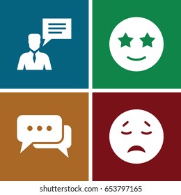 Chat icons set. set of 4 chat filled icons such as crying emot