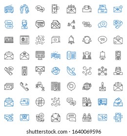 chat icons set. Collection of chat with email, news, inbox, bubbles, help, post it, network, telephone, phone call, message, phone, notification bell. Editable and scalable chat icons.