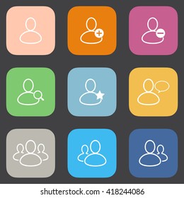 Chat icons set. Flat color style.