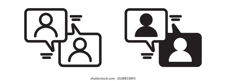 Chat icons set isolated on transparent background. Conversation, message, communication vector icon. Remote work, job, profession, freelance. Perfect for web and app interfaces, presentations etc.