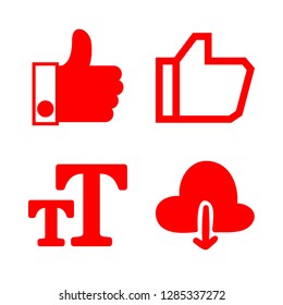 chat icons set with like, letter option button and download cloud vector set