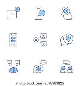 Chat icons set. Line Duotone style, editable stroke. delete message, chat, inner chat.