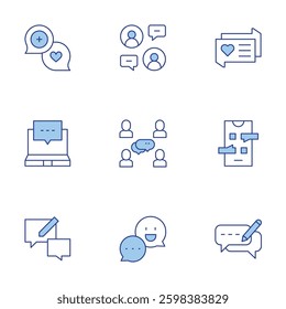 Chat icons set. Line Duotone style, editable stroke. chat, discussion, group.