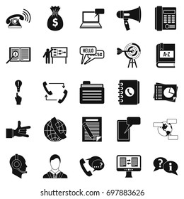 Chat icons set. Simple set of 25 chat vector icons for web isolated on white background