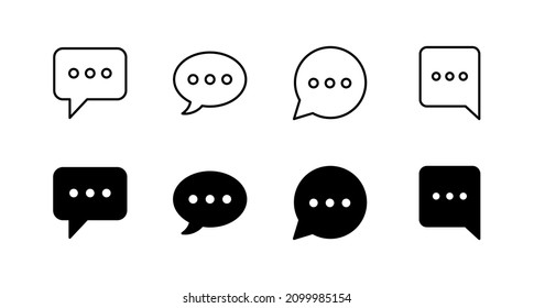 Iconos de conversación establecidos. símbolo y signo de burbuja de voz. icono de comentario. mensaje