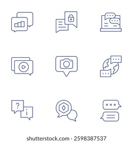 Chat icons set. Thin Line style, editable stroke. Analytics Chat, Secure Message.