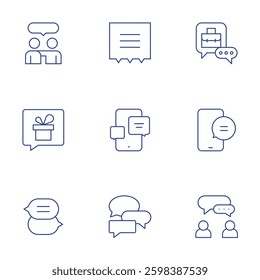 Chat icons set. Thin Line style, editable stroke. chat bubble, bubble chat, phone chat, talk, phone.