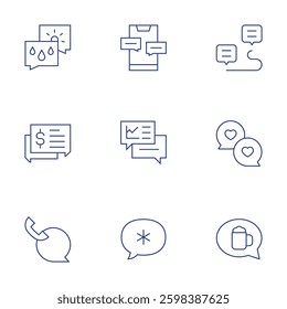 Chat icons set. Thin Line style, editable stroke. weather, chat, chat bubble.