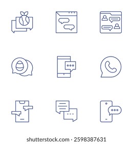 Chat icons set. Thin Line style, editable stroke. website, smartphone, chat, online chat, whatsapp.