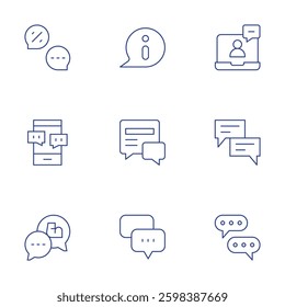 Chat icons set. Thin Line style, editable stroke. information, newspaper, chat, video chat, chat box.