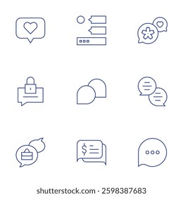Chat icons set. Thin Line style, editable stroke. conversation, speech bubble, heart, chat.