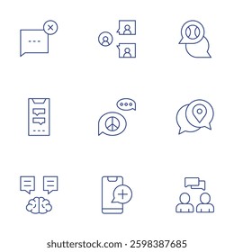 Chat icons set. Thin Line style, editable stroke. delete message, inner chat, chat.
