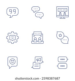 Chat icons set. Thin Line style, editable stroke. conversation, online chat, chatting, speech bubble.