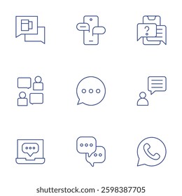 Chat icons set. Thin Line style, editable stroke. chatting, chat bubble, chat, support, user, whatsapp.