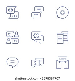 Chat icons set. Thin Line style, editable stroke. chatting, chat box, new, friendship, speech bubble.