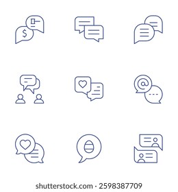 Chat icons set. Thin Line style, editable stroke.