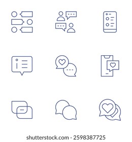Chat icons set. Thin Line style, editable stroke. chat, graph, info.