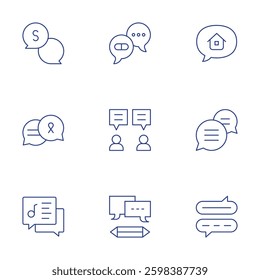 Chat icons set. Thin Line style, editable stroke. chat, chat bubble, conversation, thought bubble.